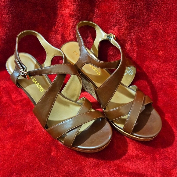 Franco Sarto Brown Wedge Heel Sandals -Size 8.5M - Picture 4 of 9